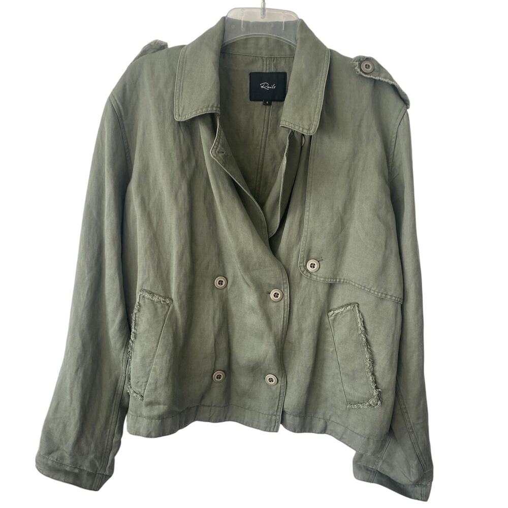 Rails Barclay Utility Jacket in Sage Green Linen Blend Size Small